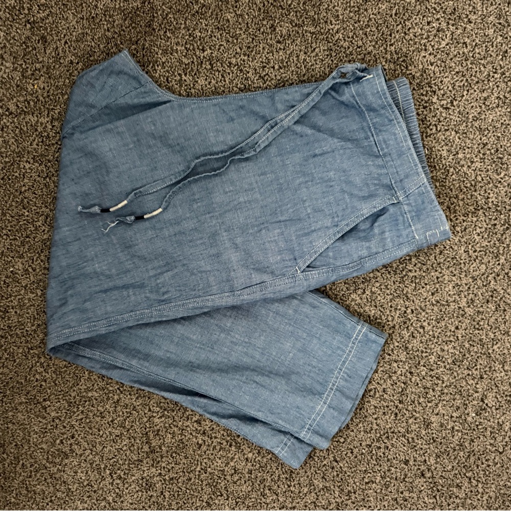 J. Crew Light Blue Chambray Drawstring Pants.